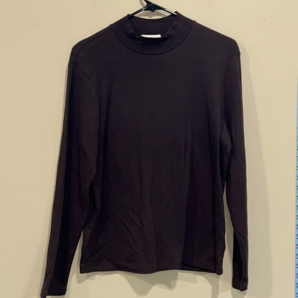 Brown Turtleneck Top By Charter Club Petite. Size Large Petite.